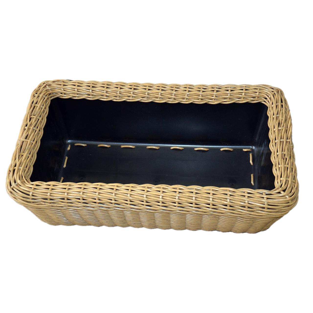 Кашпо прямоугольное для растений и цветов из искусственного ротанга/ручной работы 45 л Дерево (12354571) - фото 2