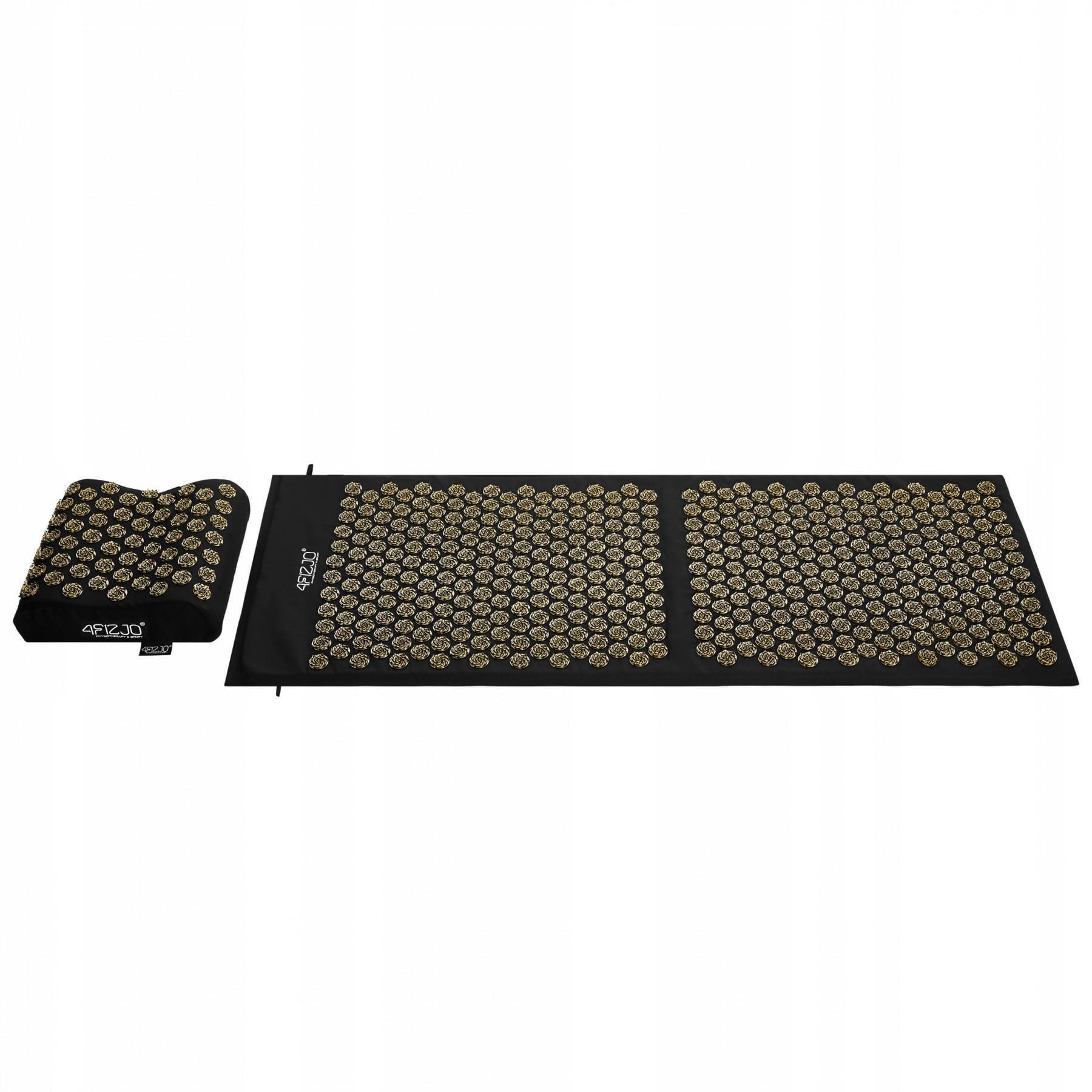 Килимок акупунктурний 4fizjo Eco Mat XL Аплікатор Кузнєцова з подушкою 110x42 см Black/Gold (4FJ0383)