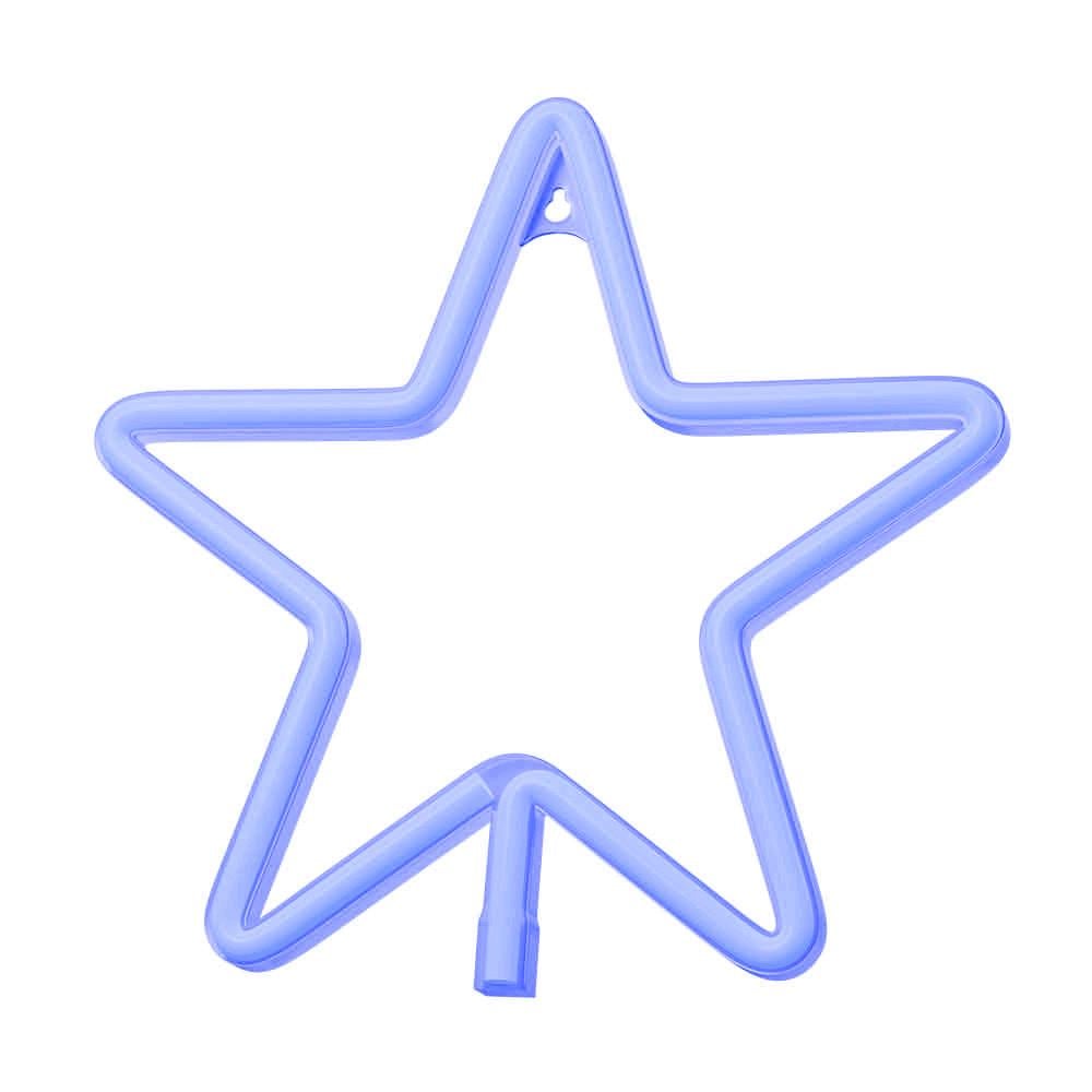 Неоновий світильник настінний декоративний Зірка Синій на батарейках/USB 28,5х28,5 см (2692420892)