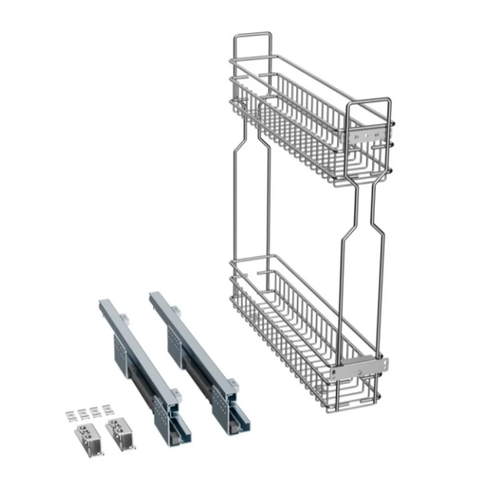 Висувний кошик Карго New Muller 150 мм для кухні бічне ліве з доводчиком 2 полиці Хром (SO0888)