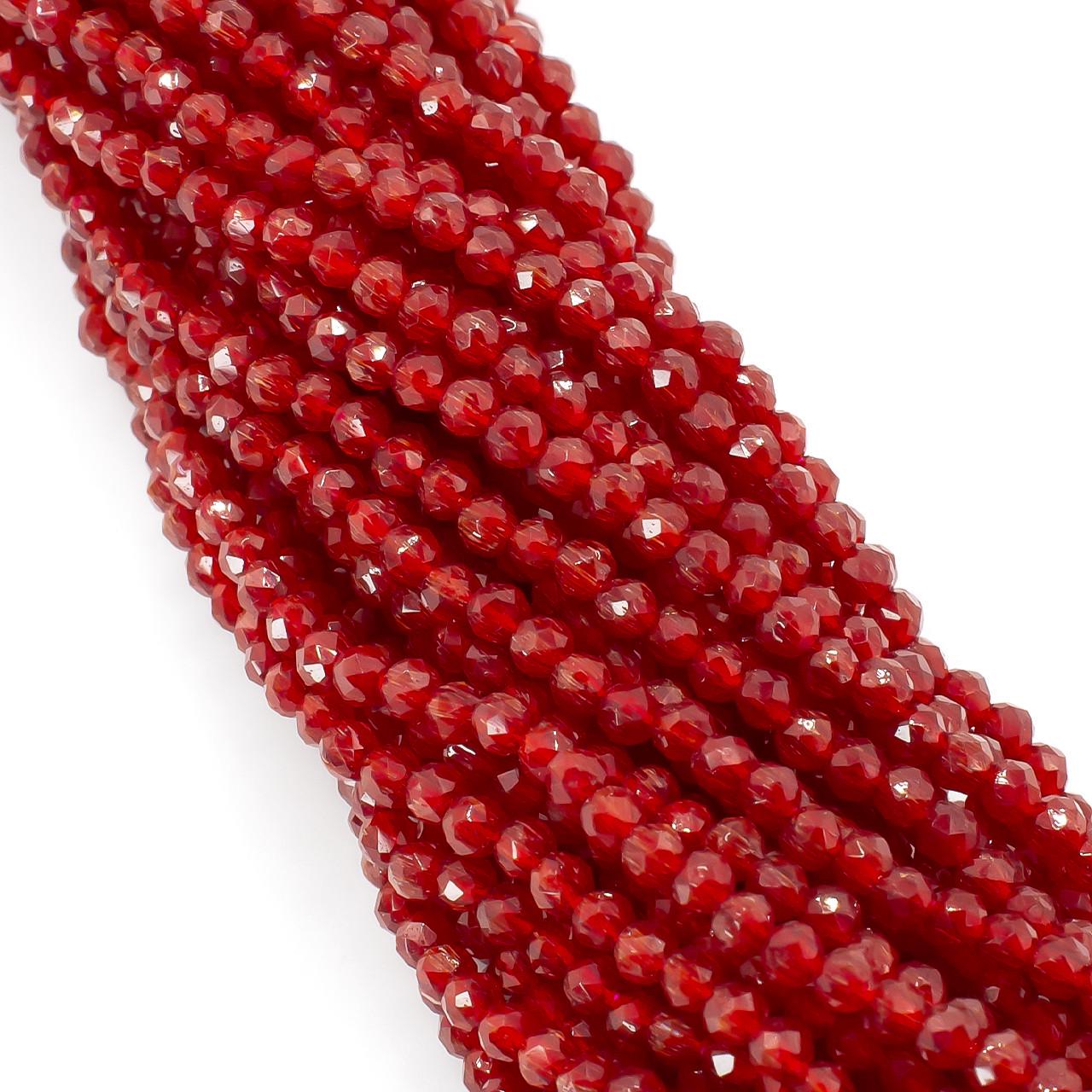 Бусины из шпинели на нитке круглая огранка с эффектом кошачьего глаза 37 см 2 мм 200 шт. Красный (БШ1202к07)