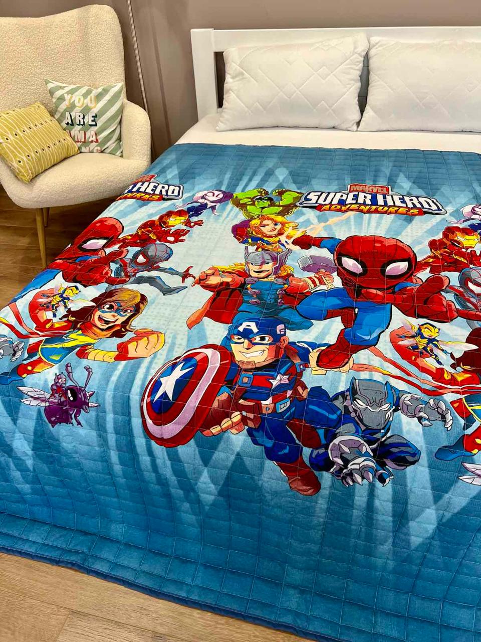 Ковдра дитяча з малюнком супергерої двостороння 150х210 см Синій - фото 3 Ковдра дитяча з малюнком супергерої двостороння 150х210 см Синій - фото 3