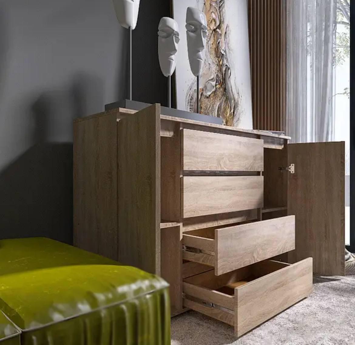 Комод КЛ-4 Лайт Эверест 930х380х1400мм 2Д 4Ш Дуб сонома - фото 2 Комод КЛ-4 Лайт Эверест 930х380х1400мм 2Д 4Ш Дуб сонома - фото 2