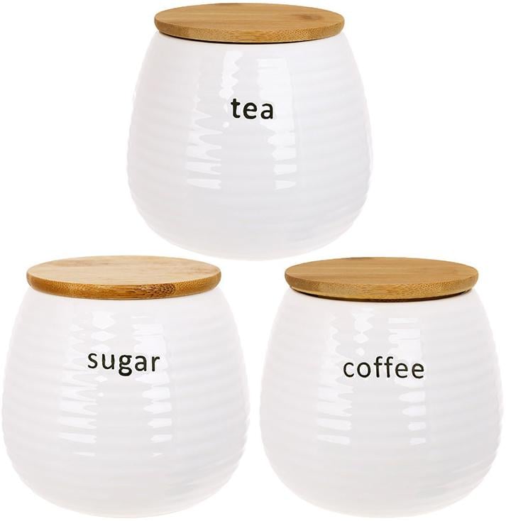Банки керамические Merceyl с деревянными крышками Sugar/Tea/Coffee 3 шт. 750 мл