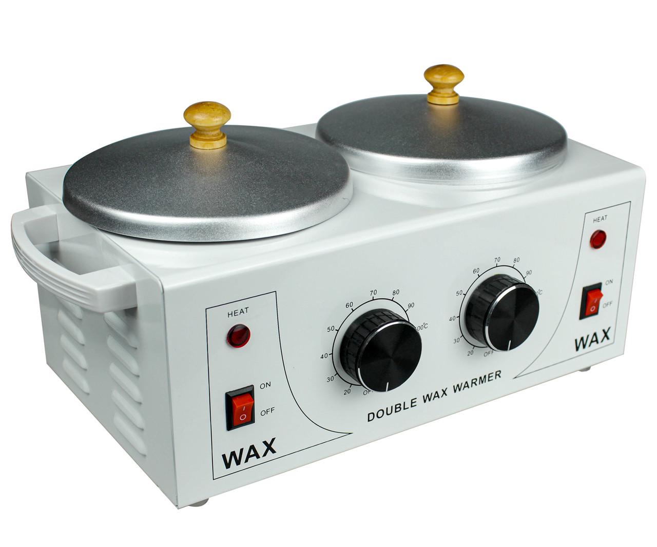 Воскоплав банковий для воску та пасти на 2 банки по 400 мл з терморегулятором 200 Вт Білий (SM-187)