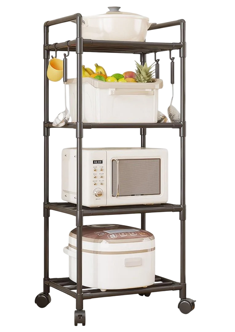 Полиця на 4 яруси, для зберігання 138x42x32 см Чорний (YH9909-4 33555)