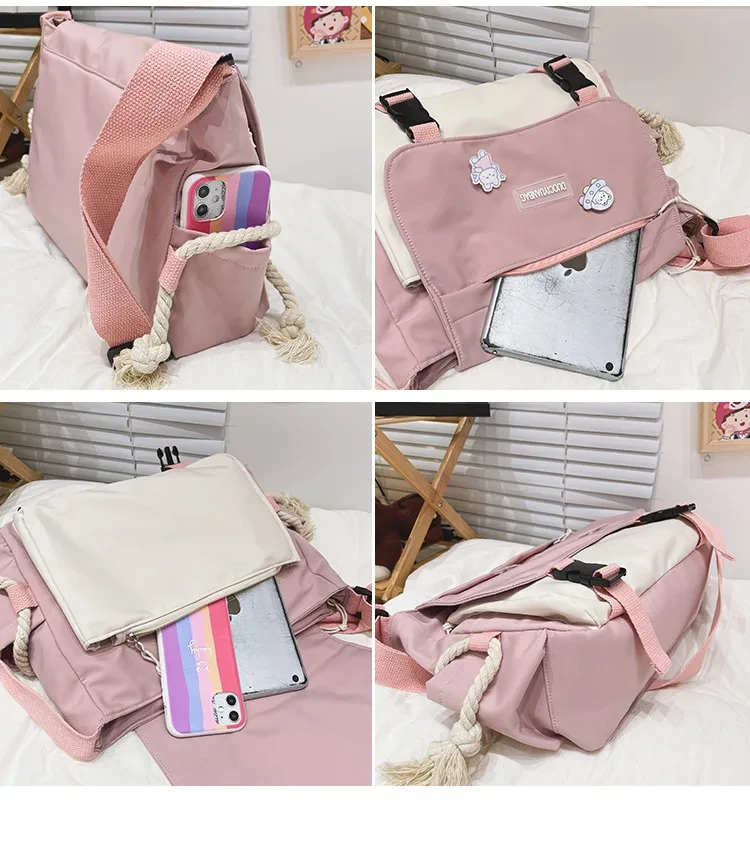 Сумка для школи/університету з кишенями Рожевий (А528) - фото 3 Сумка для школи/університету з кишенями Рожевий (А528) - фото 3