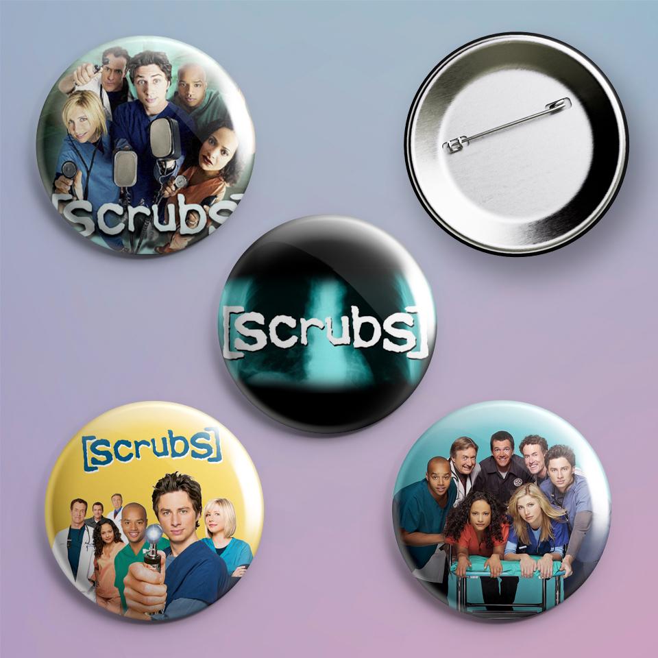 Значки на рюкзак с принтом Клиника Scrubs 4 шт.