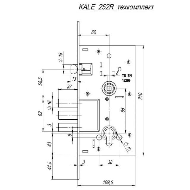 Замок врізний Kale 252R 60 мм (560100044) (560100044) - фото 2 Замок врізний Kale 252R 60 мм (560100044) (560100044) - фото 2