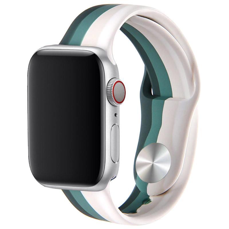 Ремінець силіконовий Rainbow для Apple watch 38 мм/40 мм Білий/Зелений (00000048581_4)