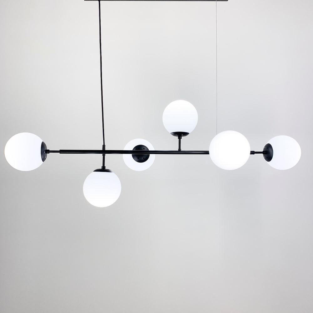 Люстра видовжена на 6 плафонів кріплення на планці тип В Чорний (SGJ 7/6B BK+BK) - фото 2