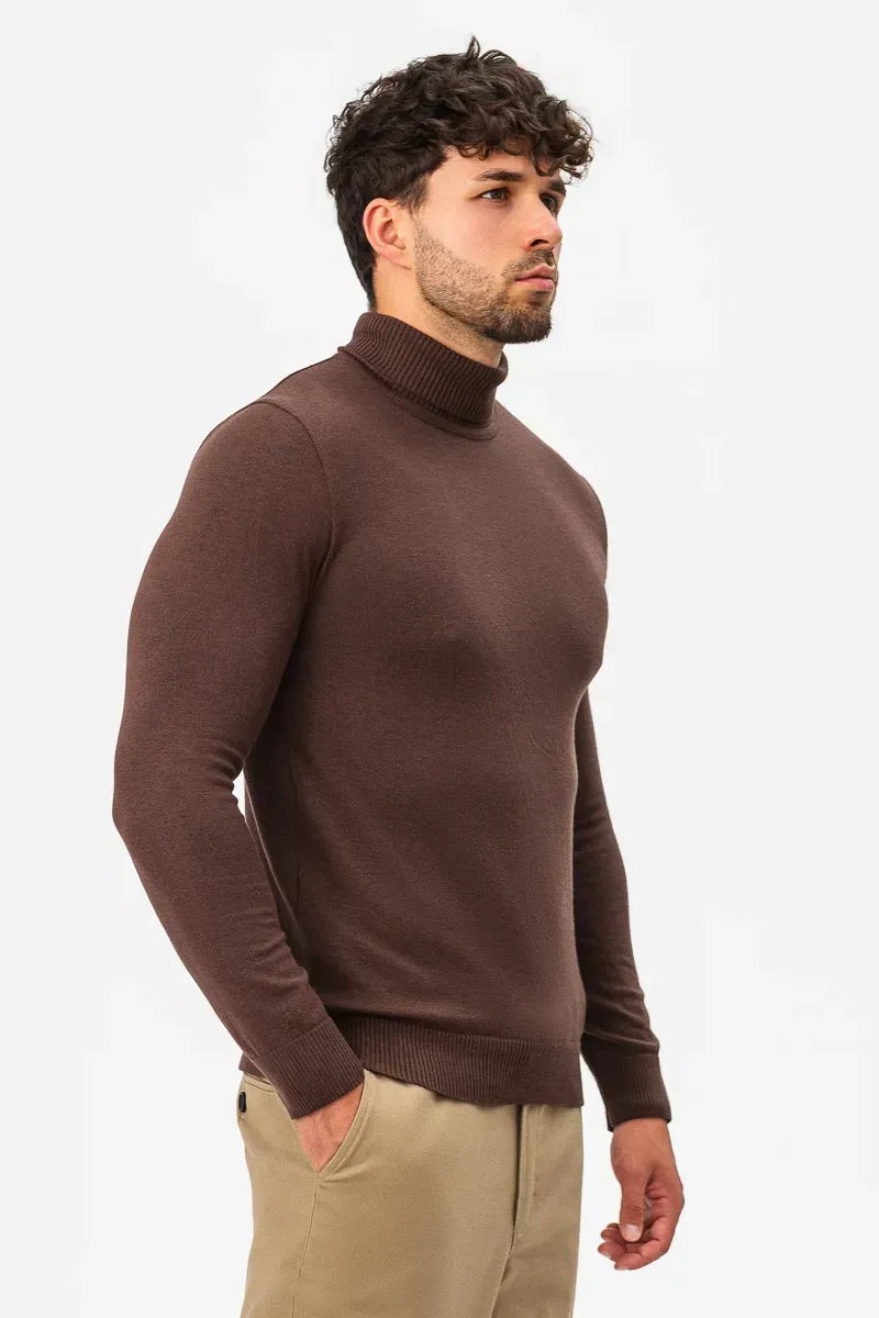 Водолазка чоловіча SVTR з м'якої італійської пряжі р. 52 Коричневий (220)