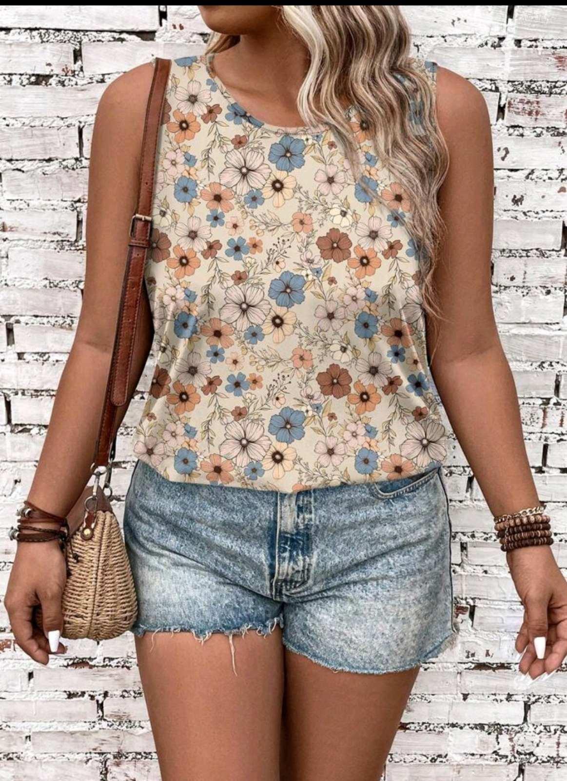 Майка женская Floral Print ХS Бежевый (27319213) - фото 4 Майка женская Floral Print ХS Бежевый (27319213) - фото 4