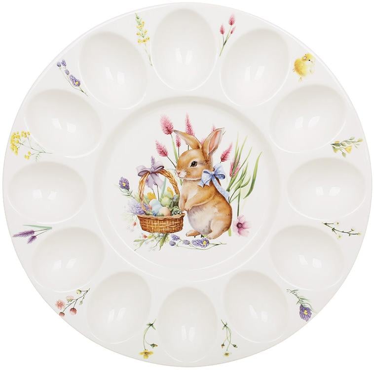 Блюдо фарфоровое Easter Melody Кролик 27 см для 12-ти яиц