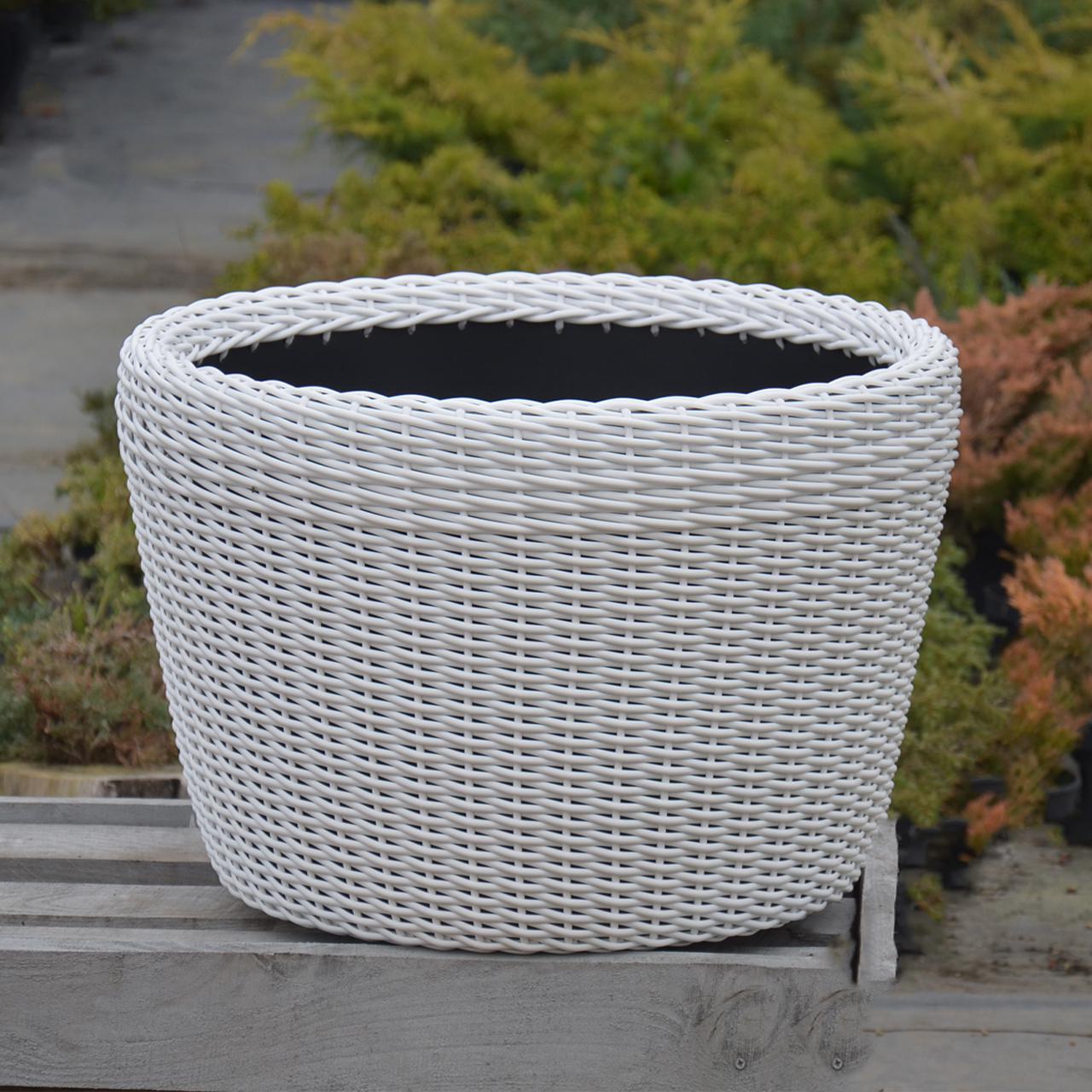 Кашпо велике для рослин та квітів з штучного ротангу/ручної роботи 90 л Білий - фото 5 Кашпо велике для рослин та квітів з штучного ротангу/ручної роботи 90 л Білий - фото 5