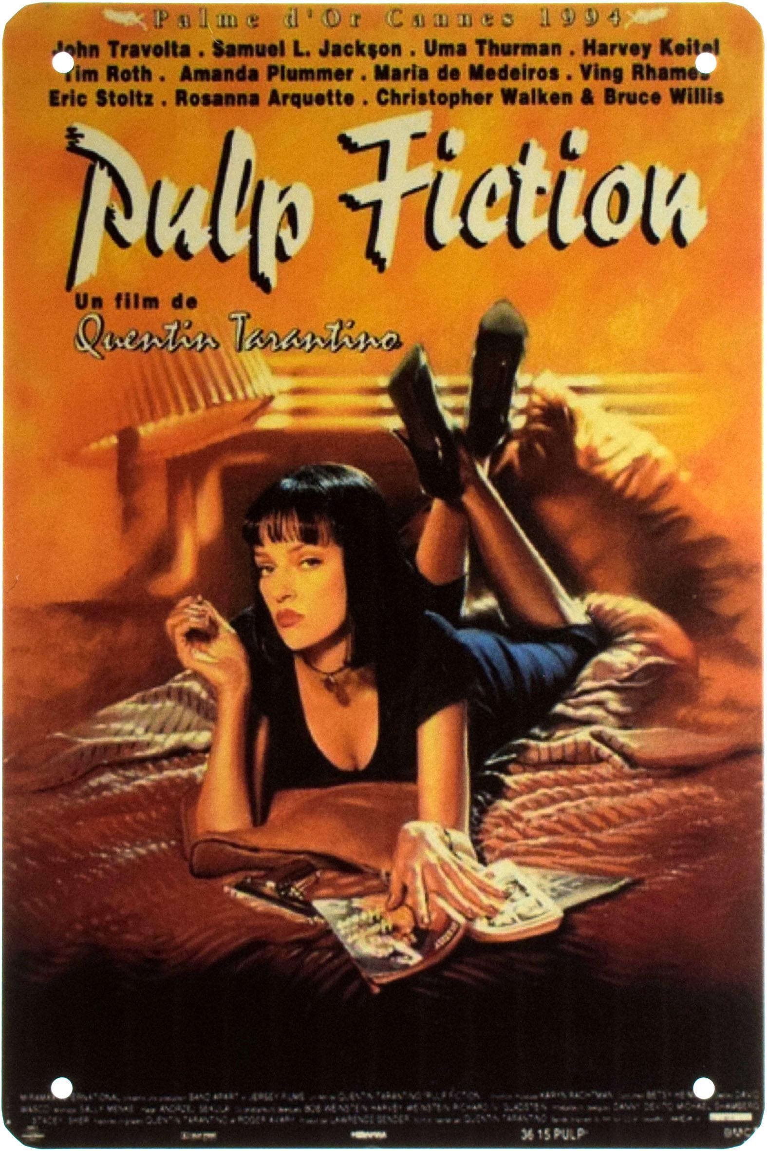 Табличка металлическая Криминальное Чтиво/Pulp Fiction Un Film De Quentin Tarantino 20x30 см
