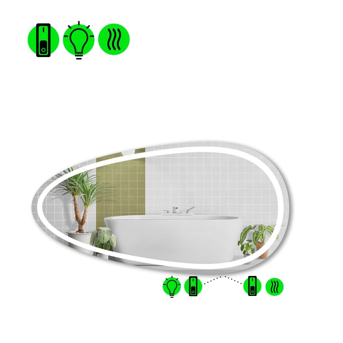 Зеркало с LED подсветкой Occhio 1 с подогревом 140x70 см