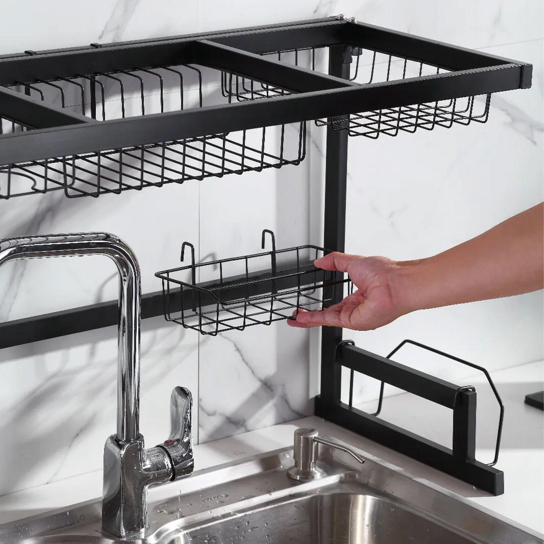 Сушарка кухонна для сушіння посуду над раковиною Kitchen Rack Чорний - фото 10 Сушарка кухонна для сушіння посуду над раковиною Kitchen Rack Чорний - фото 10