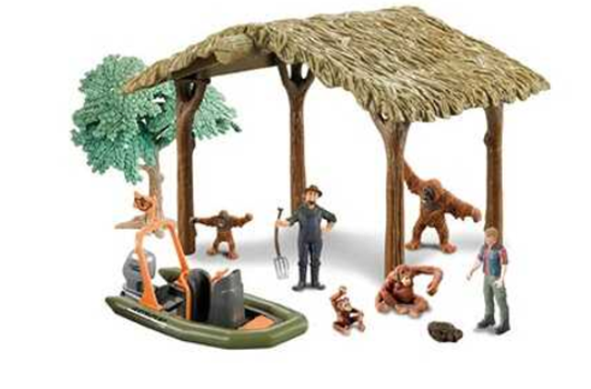 Ферма Q 9899 ZJ118 Экзотические животные 15 элементов/4 фигурки животных/фермер/лодка в коробке