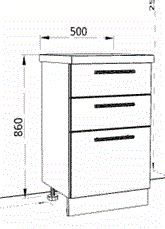 Шафа нижня КМН-3 820x460x500 мм з 3 ящиками Сірий (11175719) - фото 4