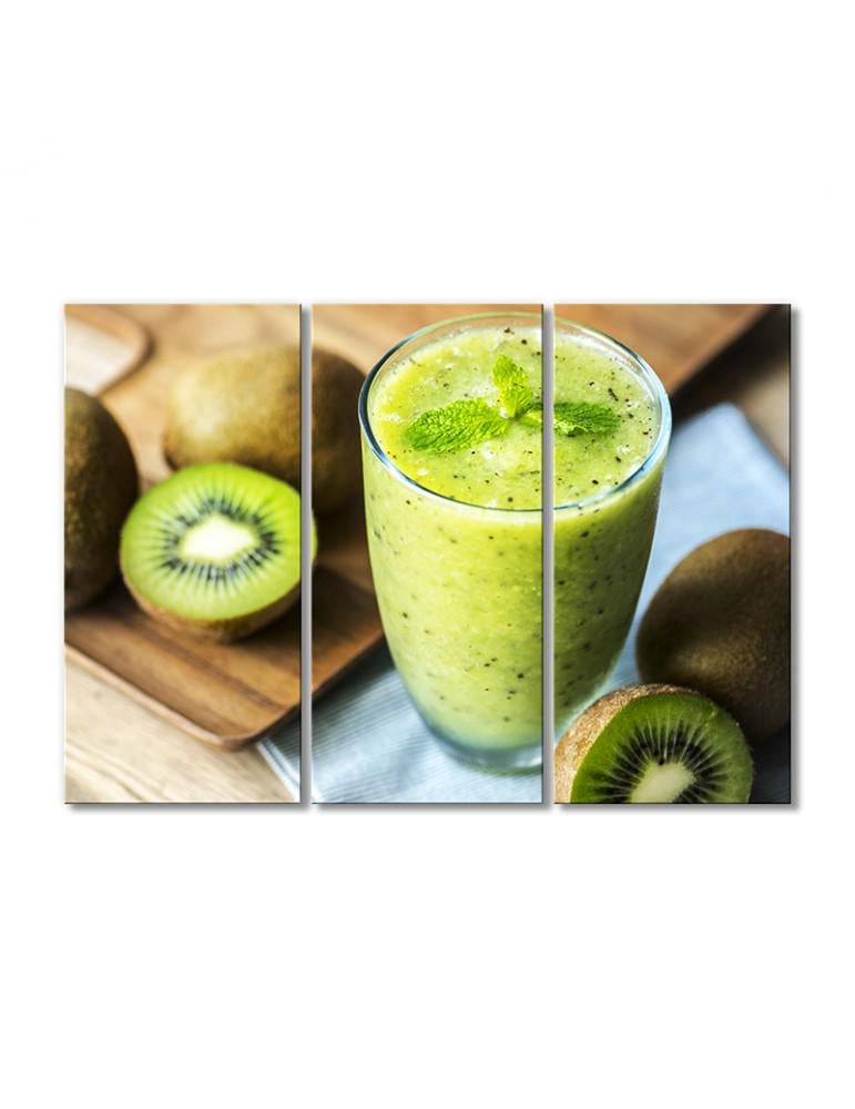 Картина модульная Смузи из киви 3 модуля 90x135 см Картина модульная Смузи из киви 3 модуля 90x135 см