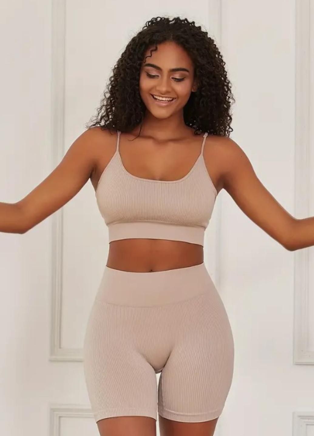 Топ спортивный женский Sport Comfort A002 в рубчик L Кофейный (1944-46-02) - фото 2