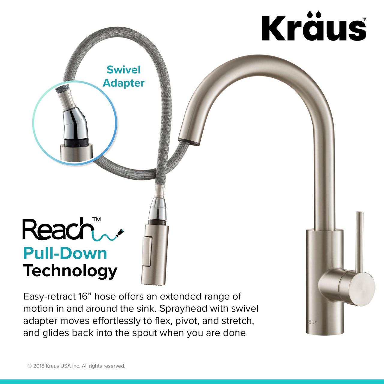 Смеситель для кухни Kraus KPF-2620SFS - фото 2 Смеситель для кухни Kraus KPF-2620SFS - фото 2