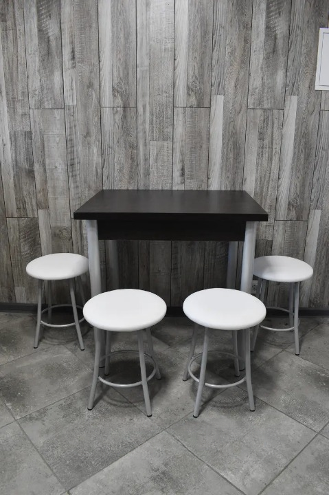 Кухонний комплект Оскар стіл розкладний/табурети 4 шт. в сірому корпусі 60х80/80х120х75 см Чорний/Білий (28374874)