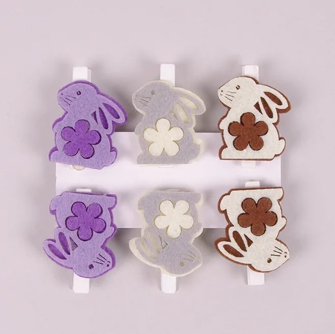 Декор на прищепке Flora Зайчик 6 шт. (44194)