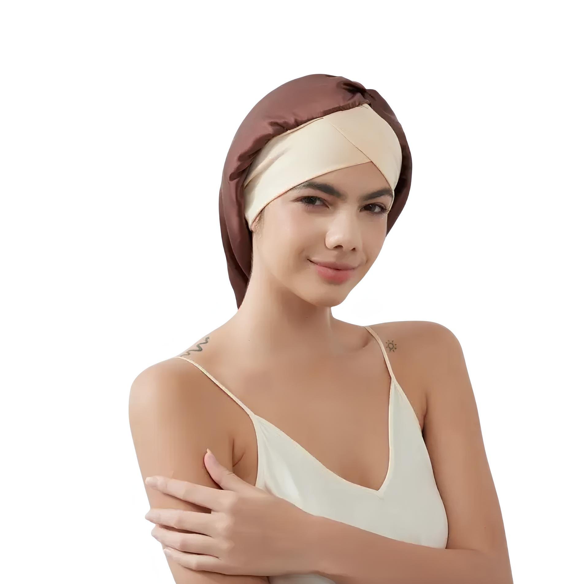 Шапочка для ухода за волосами из 100% шелка Коричневый