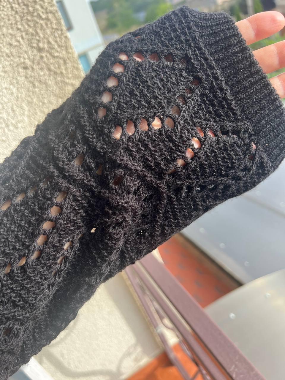 Светр жіночий MIX RAY 6772 ажурна в'язка сітка ромби OS Чорний (1184) - фото 3