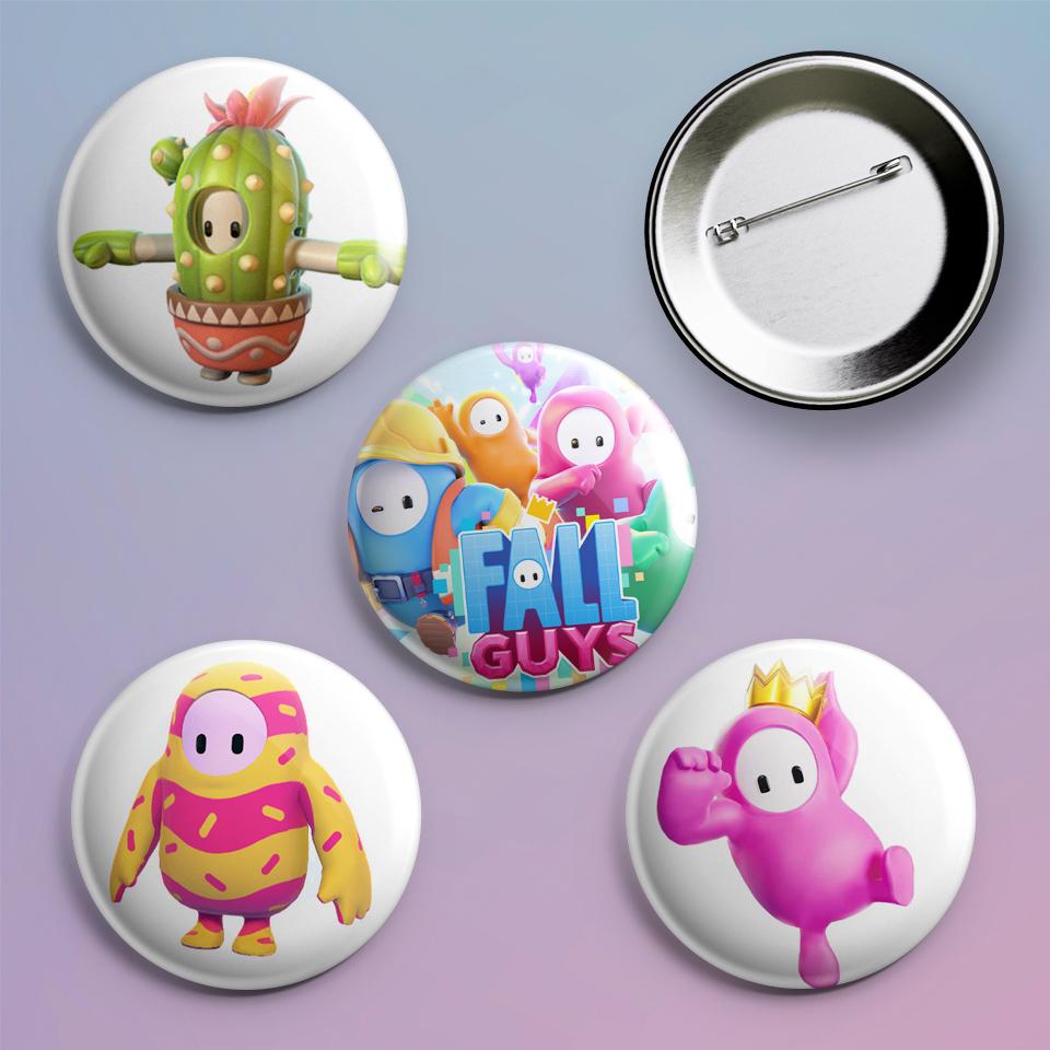 Значки на рюкзак с принтом игры Fall Guys 4 шт.