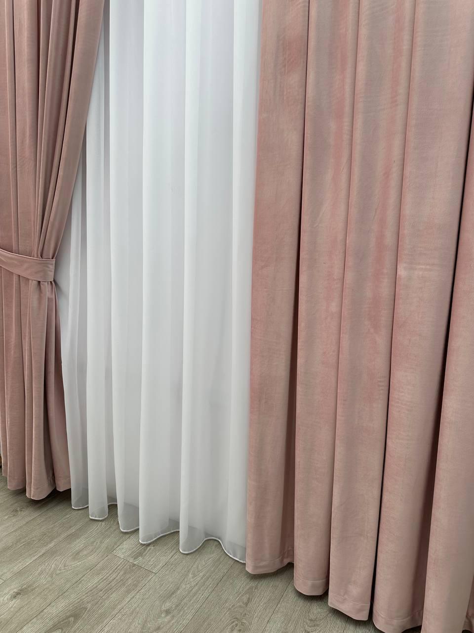 Штора велюрова на тасьмі 6 см 300x250 см Ніжно-рожевий (6319-N71-Т43) - фото 3