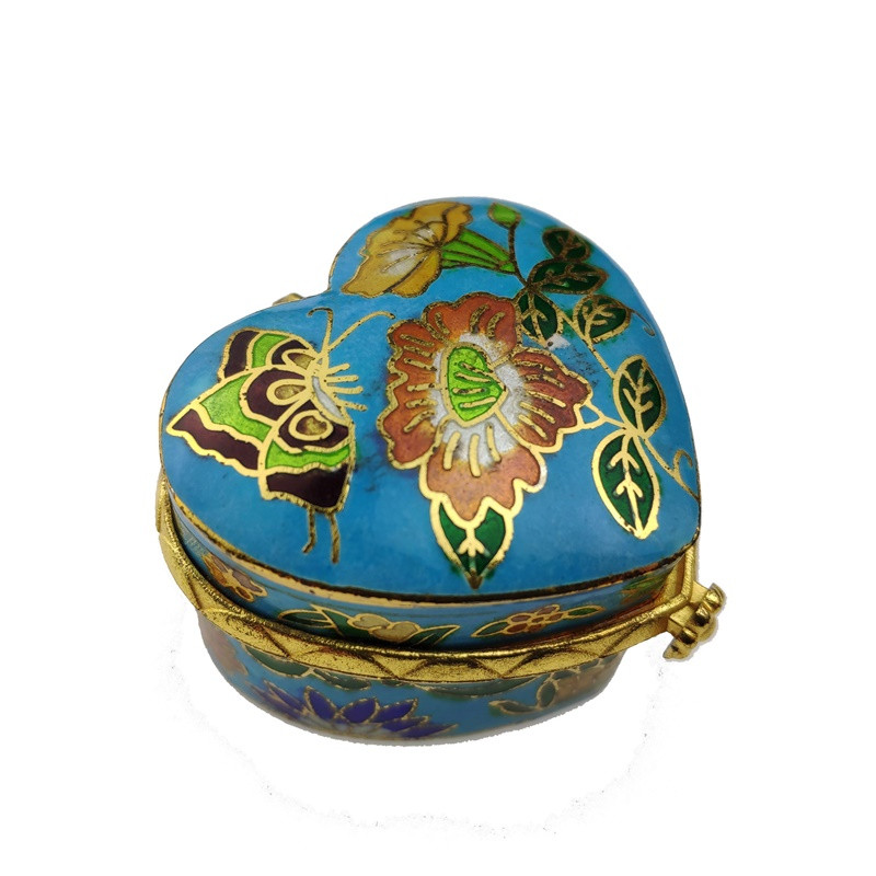 Шкатулка клуазоне Сердце 5х5х3,5 см Голубой (С1087)