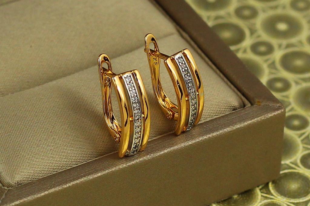 Серьги Xuping Jewelry тренд с родием 1,6 см Золотистый (2571103386)