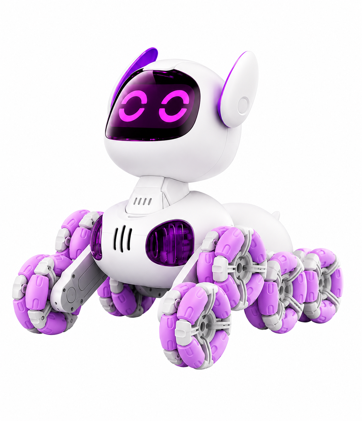 Игрушка интерактивная собака-робот на 8 колесах с пультом/музыкой и LED-подсветкой Розовый Игрушка интерактивная собака-робот на 8 колесах с пультом/музыкой и LED-подсветкой Розовый
