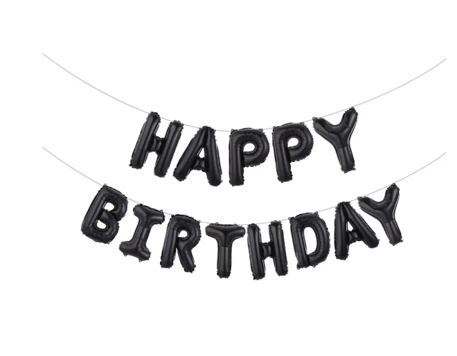 Шарики Happy birthday фольгированные 16" Черный (30456/7)
