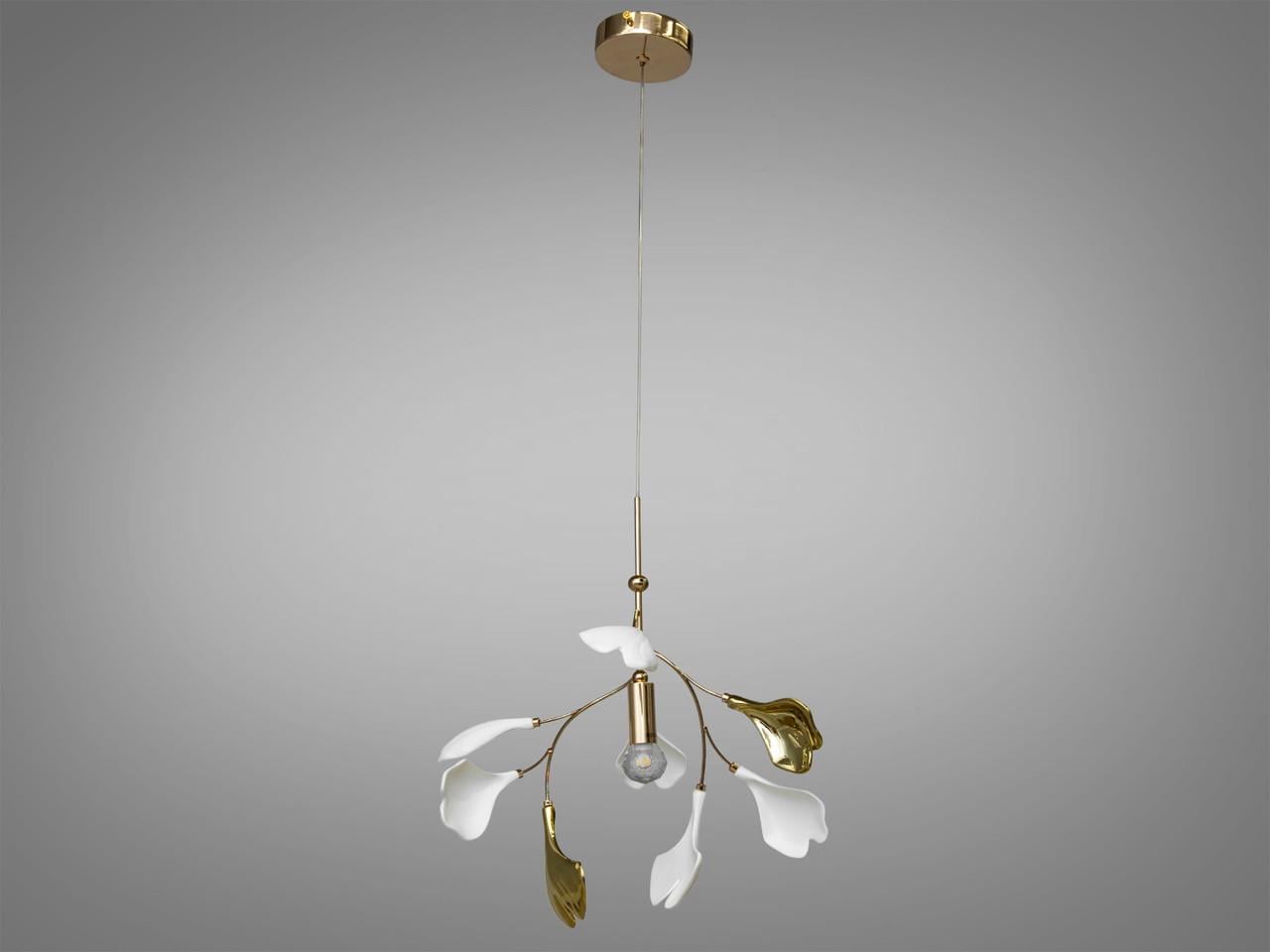 Люстра с фарфоровыми элементами в коридор на 1 лампу Золотой (7161-1PGD-LS)