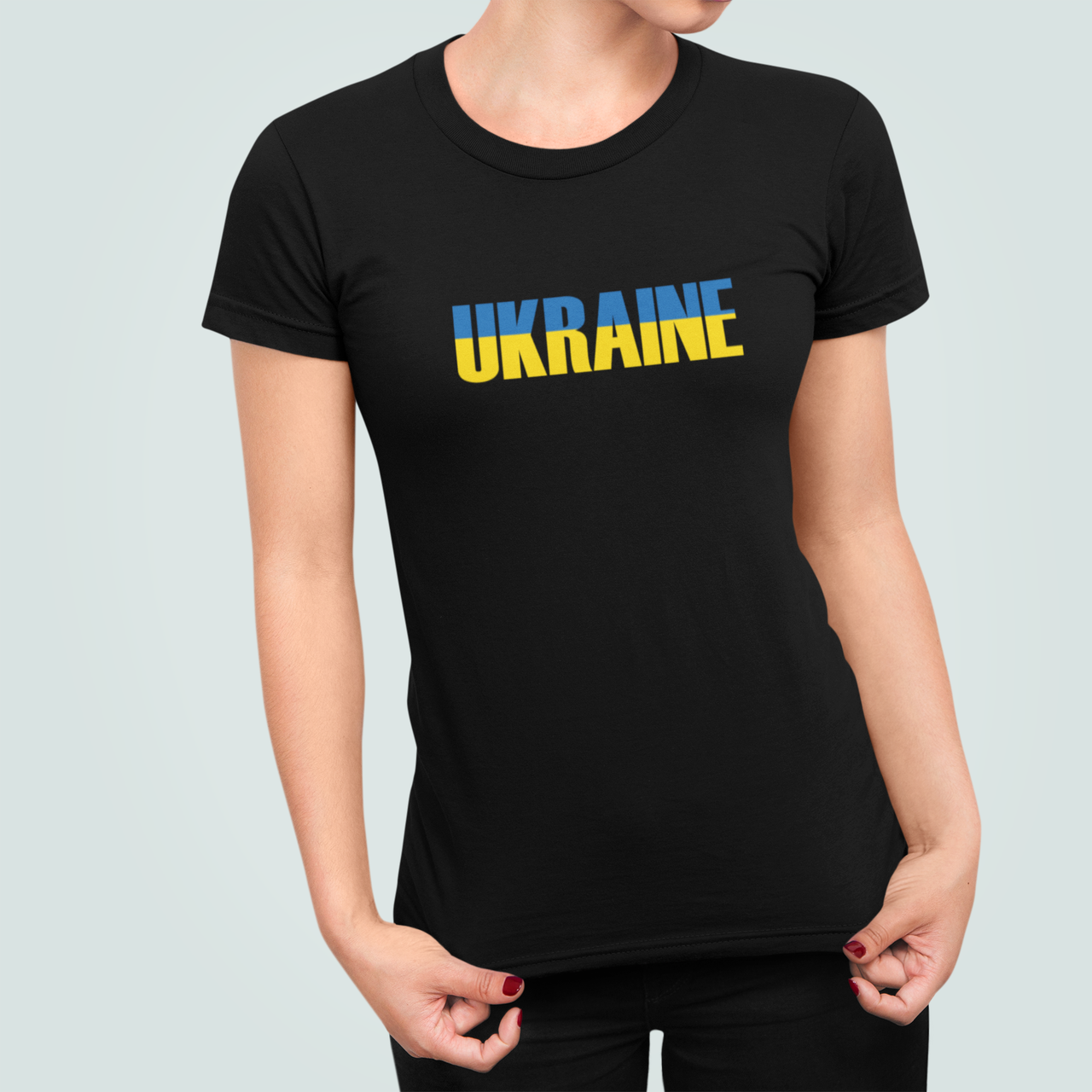 Футболка женская патриотическая Stedman с принтом "UKRAINE" Украина надпись L Черный (УКР416.1-3)