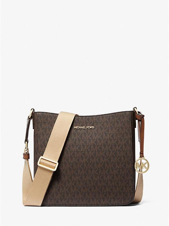 Женская сумка кросс-боди Michael Kors Jet Set Travel Small Signature Logo в подарочной упаковке Коричневый (2364572996)