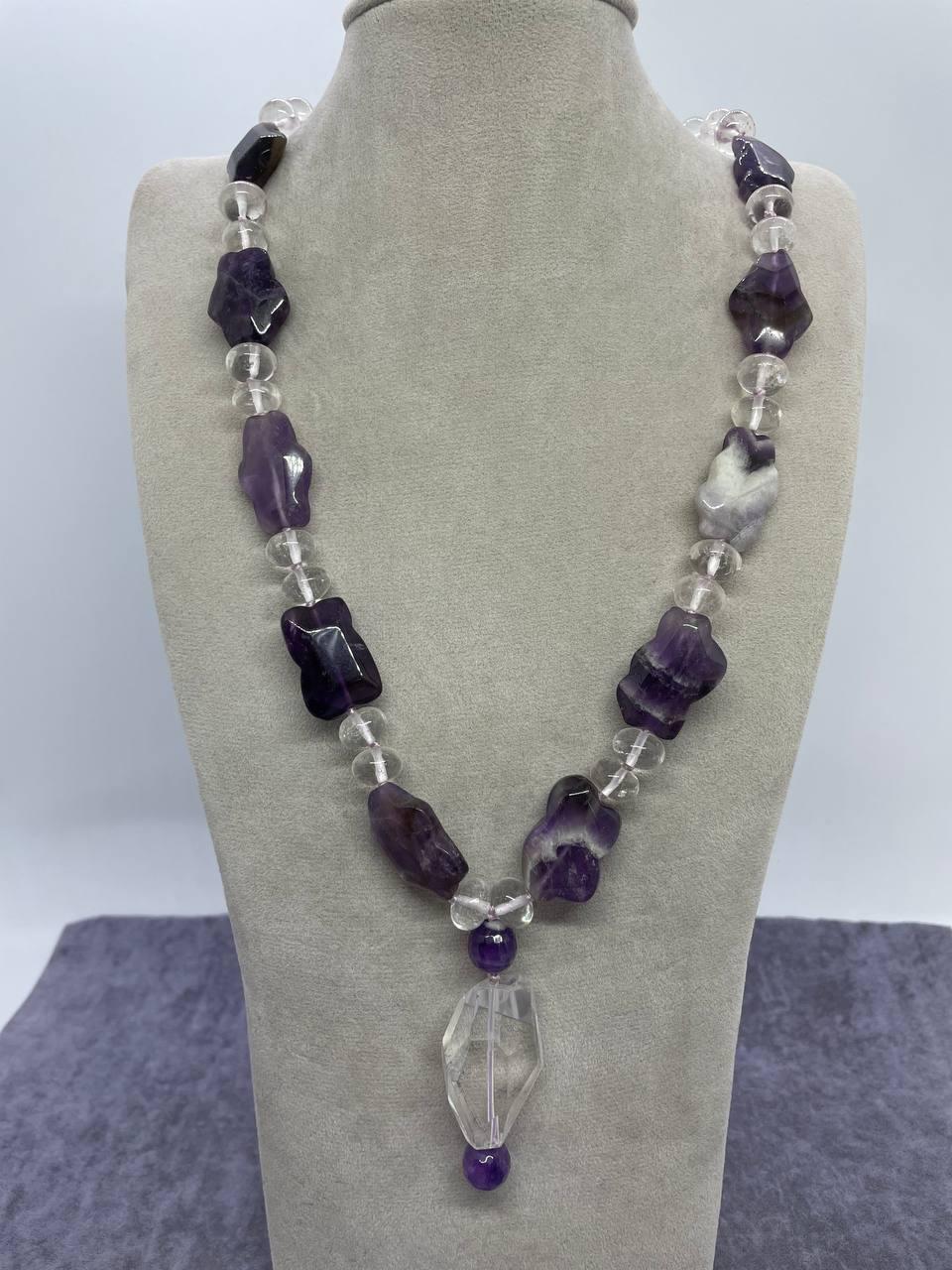 Бусы аметист кварц 60 см Фиолетовый (805)