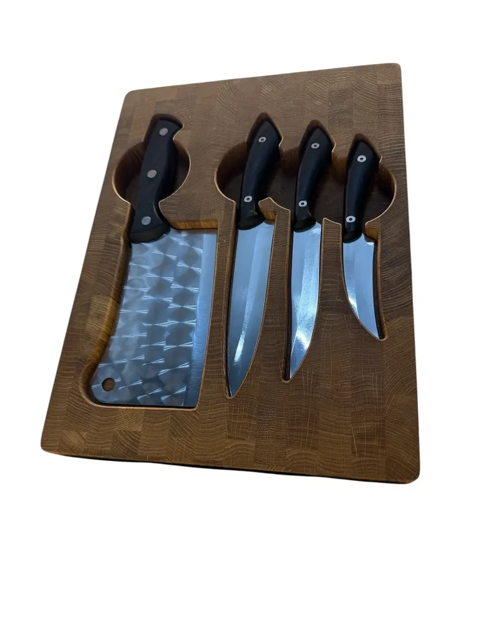 Набір кухонний Gorillas BBQ DS44 дошка обробна торцева з сокиркою Луска та ножами 5 пр. (27722375) - фото 3 Набір кухонний Gorillas BBQ DS44 дошка обробна торцева з сокиркою Луска та ножами 5 пр. (27722375) - фото 3