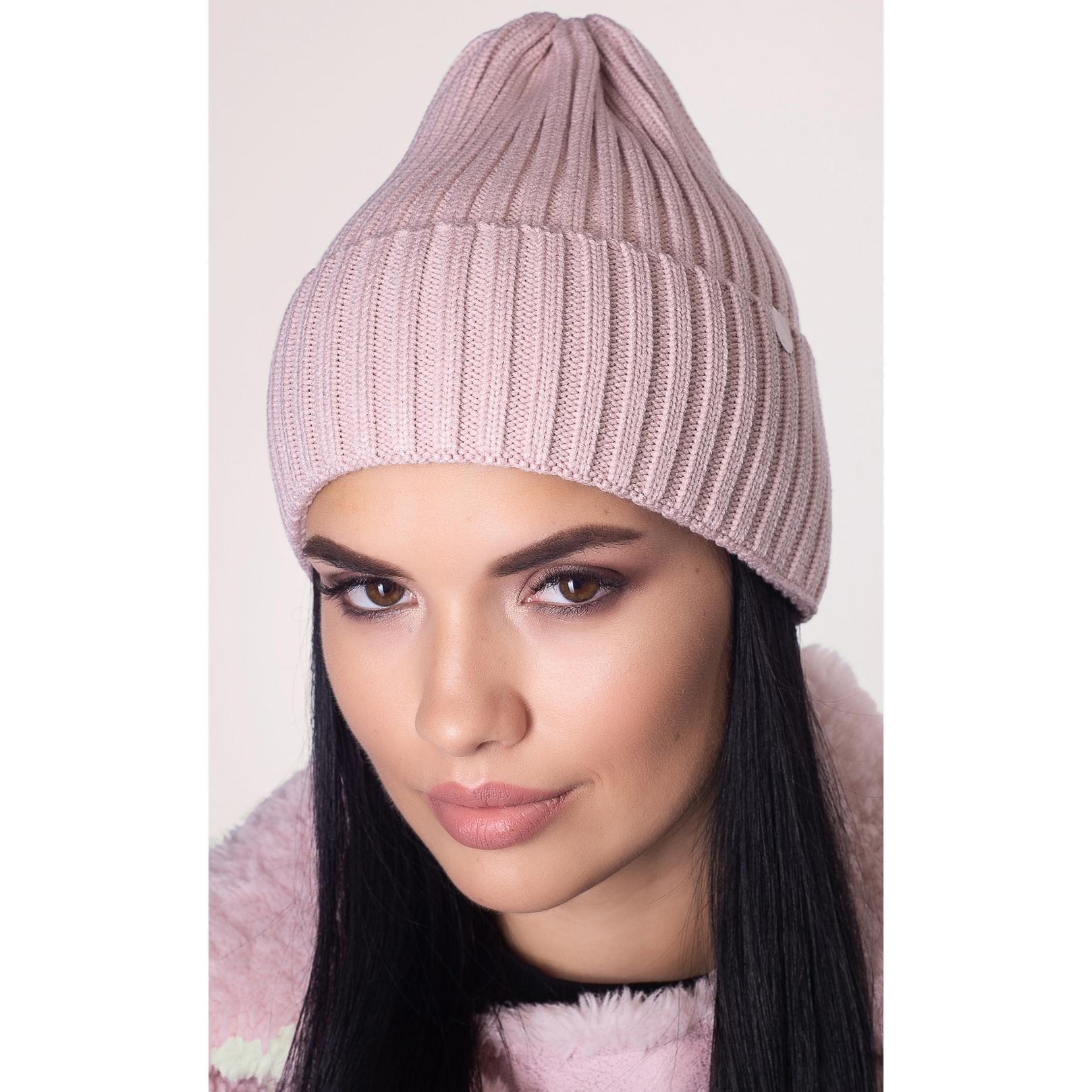 Шапка женская шерстяная Leks Бомонд one size Светлая пудра