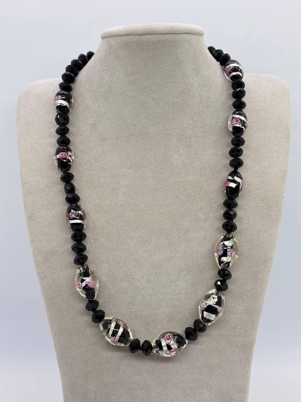 Намисто муранське скло 46 см Чорний (12163)