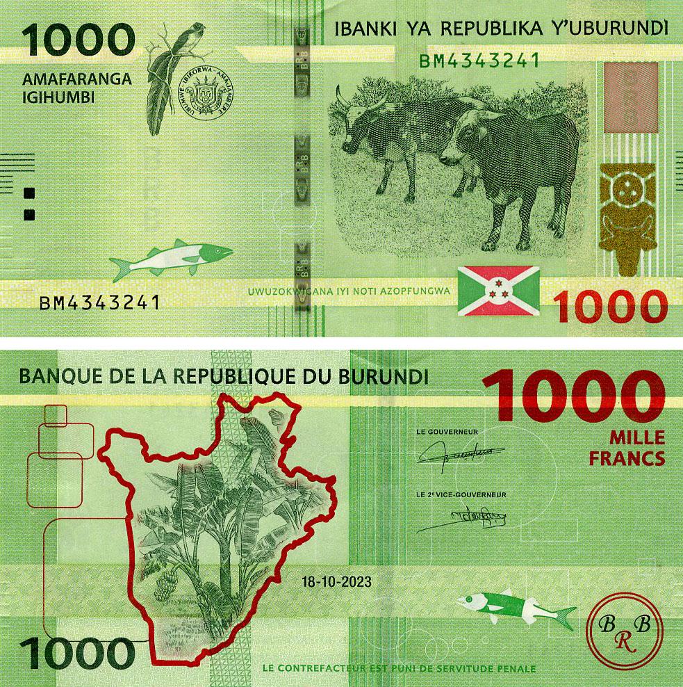 Коллекционная банкнота Бурунди 1000 франков 2023 UNC P51 (Б21676)