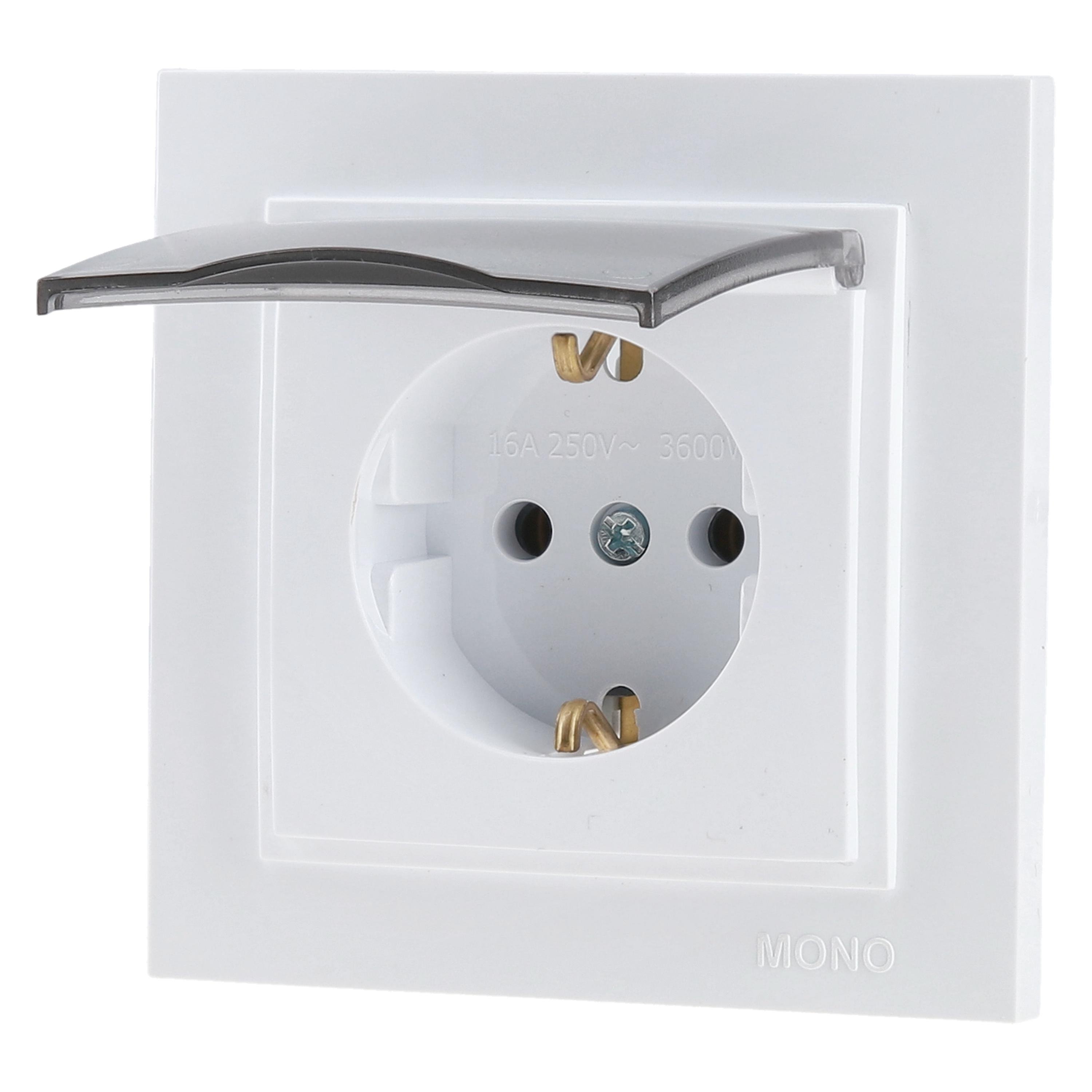 Розетка одинарная Mono Electric Despina с заземлением и крышкой Белый (102-190021-118) Розетка одинарная Mono Electric Despina с заземлением и крышкой Белый (102-190021-118)