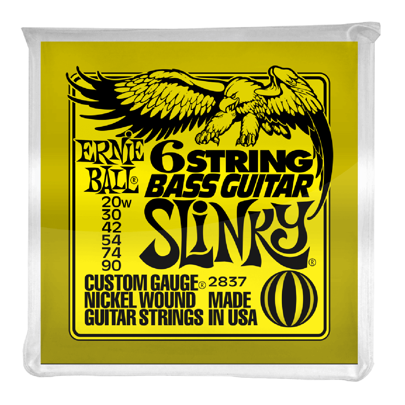 Струны Ernie Ball 2837 20-90 6-String Bass Guitar Slinky (651)