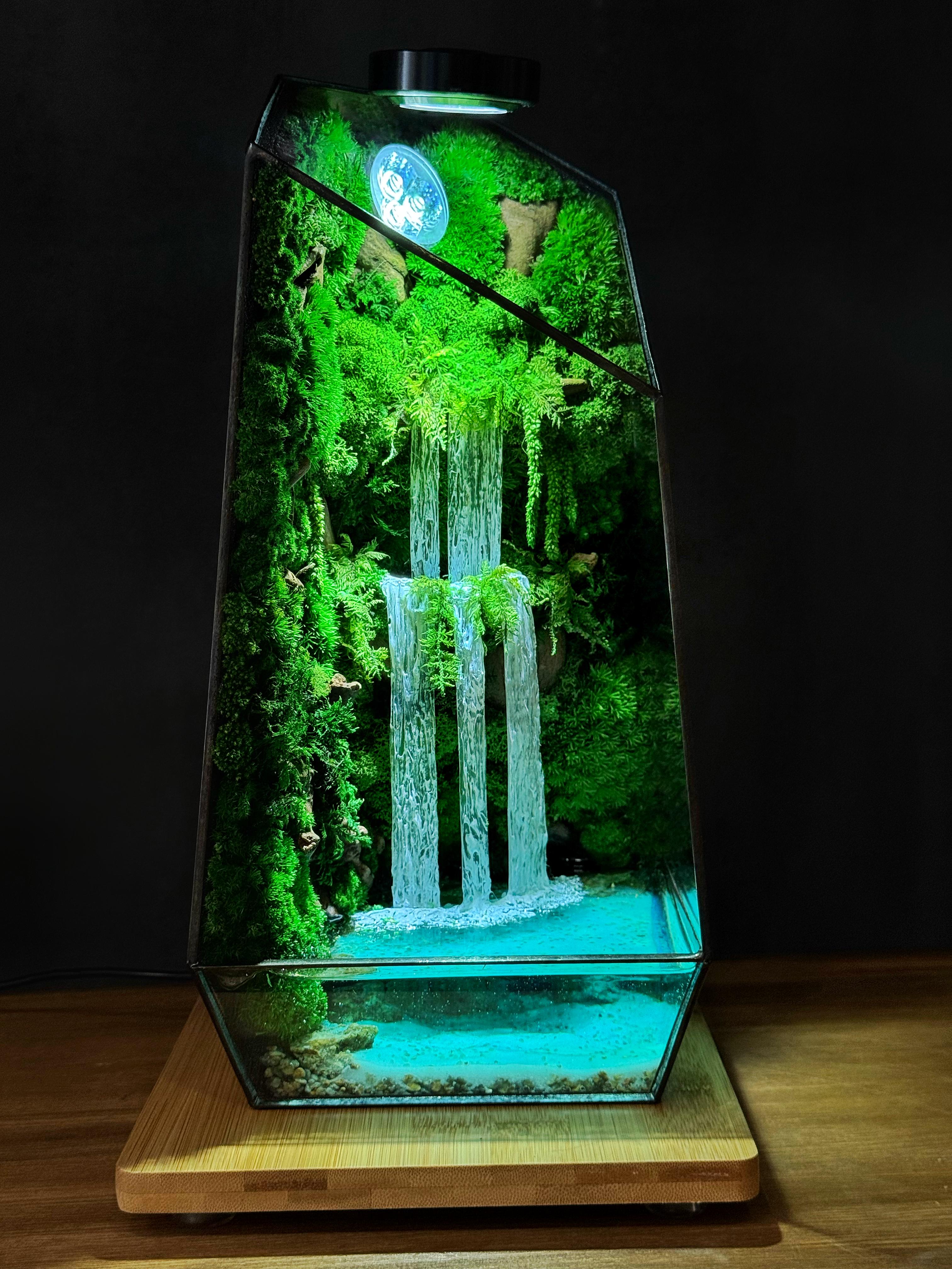Флорариум Тропическое спокойствие с лампой и водопадом 30х15 см