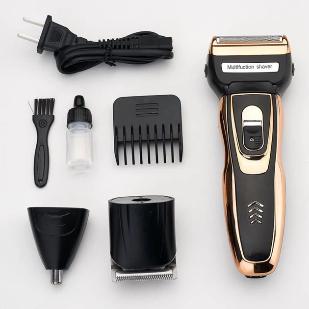 Тример Geemy GM-595 3 насадки акумуляторний Black/Gold (645010)