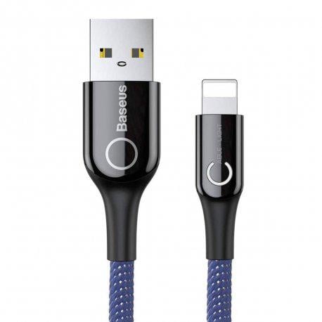 Кабель BASEUS BASEUS C-shaped Light Intelligent Power-off USB to Lightning 2,4A 1 м Blue (CALCD-03)